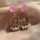 Rose Bell Faux Pearl Fringed Earring