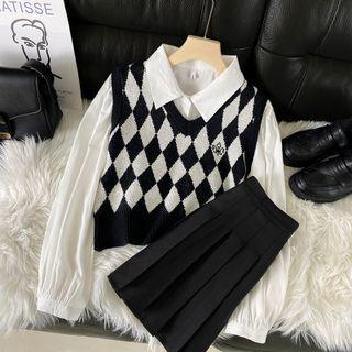 Plain Cropped Pleated Shirt