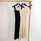Wide Strap Ribbed Midi Knit Dress