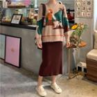 Jacquard Sweater / Knit Midi Skirt