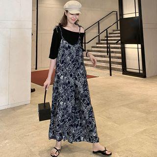 Sleeveless Camo V-neck Loose-fit Wide-leg Jumpsuit