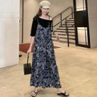 Sleeveless Camo V-neck Loose-fit Wide-leg Jumpsuit