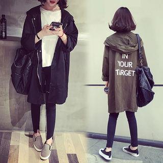 Hooded Letter Print Back Jacket
