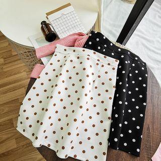 High-waist Dotted A-line Mini Skirt