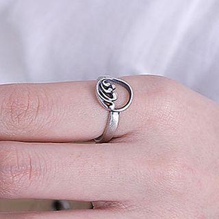 Set Of 2: 925 Sterling Silver Wave / Mountain Ring Silver - One Size