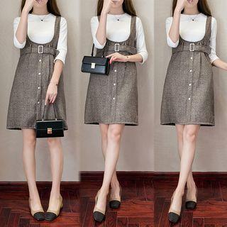 Set: Long-sleeve Top + Jumper Dress