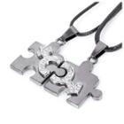 Matching Couple Puzzle Piece Necklace Set