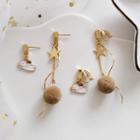 Rabbit & Pom Pom Drop Non-matching Earring