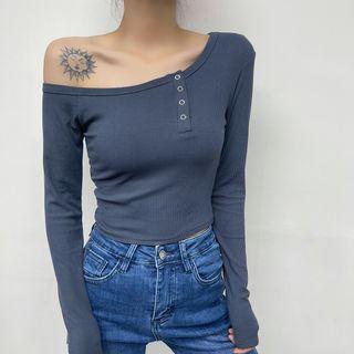 Lone-sleeve One-shoulder T-shirt