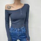 Lone-sleeve One-shoulder T-shirt