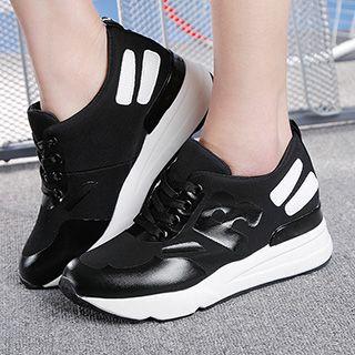Low Wedge Lace Up Sneakers