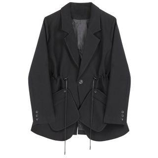 Plain Drawcord Single-breasted Blazer