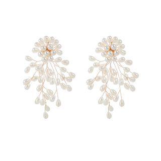 Faux Pearl Fringed Earring 1 Pair - Faux Pearl Fringed Earring - Gold - One Size