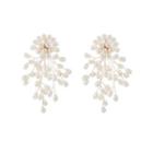 Faux Pearl Fringed Earring 1 Pair - Faux Pearl Fringed Earring - Gold - One Size