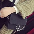 Faux-suede Chain-accent Shoulder Bag