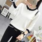 Bow Panel Long-sleeve Knit Top