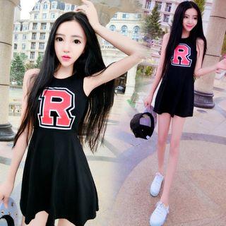 Sleeveless Letter R Mini Dress