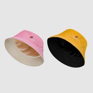 Strawberry / Daisy Embroidered Bucket Hat