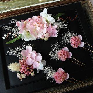 Bridal Set: Flower Hair Clip + Hair Pin