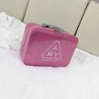 Lettering Faux Leather Box Pouch