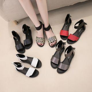 Faux Leather Tassel Sandals