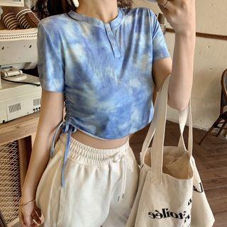 Short-sleeve Tie Dye Henley T-shirt