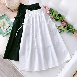 Drawstring Pocketed High-waist A-line Skirt