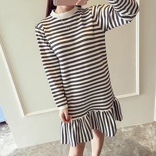 Ruffle Hem Striped Knit Dress