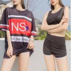 Set: Numbering Swim Top + Shorts + Cover Up