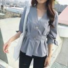 Elbow-sleeve Buttoned Jacket