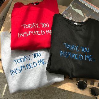 Letter & Drink Embroidered Pullover