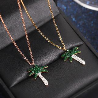 Rhinestone Palm Tree Necklace