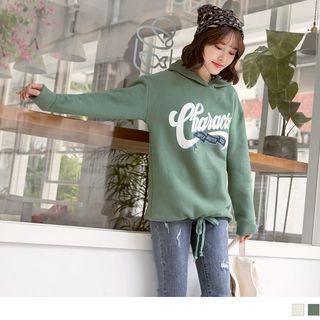 Drawstring Hem Letter Print Hoodie