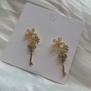 Cat Eye Stone Rhinestone Earring 1 Pair - Silver Needle - One Size