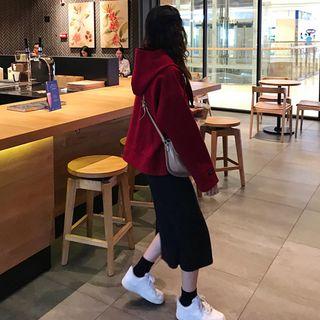 Tie Neck Hoodie / Midi Knit Skirt