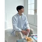 Pocket-from Curve-hem Denim Shirt