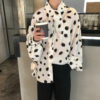Chiffon Pattern Shirt Leopard - Black & White - One Size