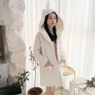 Rabbit Ear Hooded Long Coat