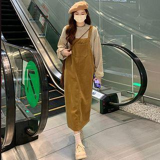 Split Jumper Dress / Striped Sweatshirt