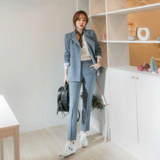 Set: Double-breasted Blazer + Tapered Dress Pants