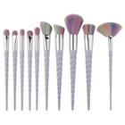 Set Of 10: Makeup Brushes 10 Pcs - Multicolor Hair - White - One Size