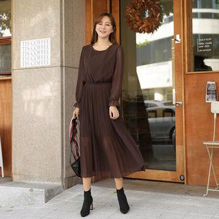 Crystal-pleat Maxi Chiffon Dress