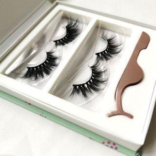 Set Of 2 : False Eyelashes + False Lashes Applicator Black - One Size