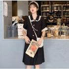 Short-sleeve Frill Trim Shirt Dress