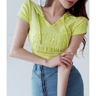 Hooded Embossed Slim-fit Top