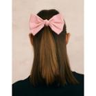 Plain Large Ribbon Hair Pin Pink - One Size