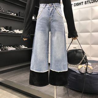 Faux-pearl Detail Boot-cut Jeans