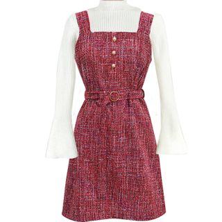 Mock Neck Sweater / Tweed Jumper Dress