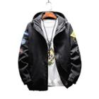 Letter Patch Hooded Zip Jacket