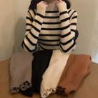 Multi-color Semi High-neck Long-sleeve Top